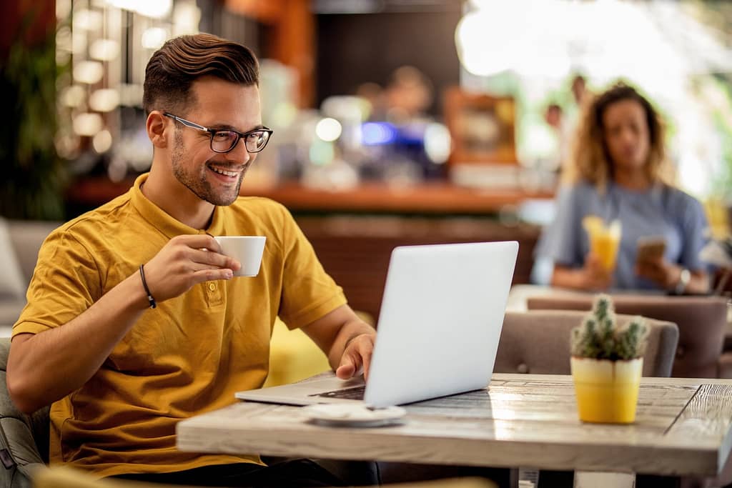 Freelancer working on laptop